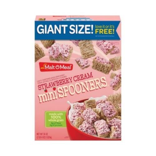 Malt O Meal Strawberry Cream Mini Spooners Cereal by Malt-O-Meal – 36 Oz", Pack of 8, Model 042400062370