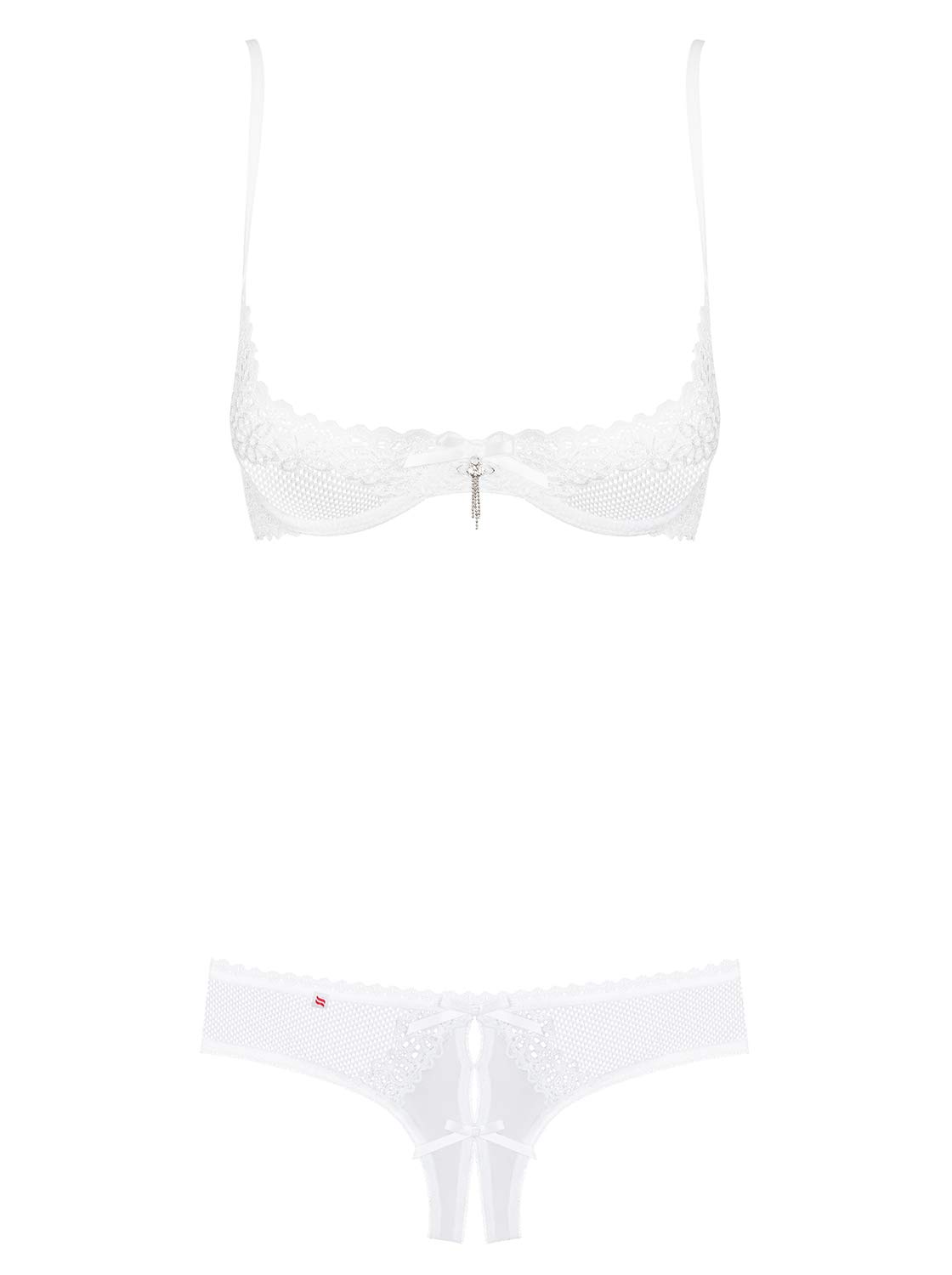 Obsessive Ensemble de Lingerie Femme à 2 pièces: Soutien-Gorge et Slip, Blanc Ouvert, S-M
