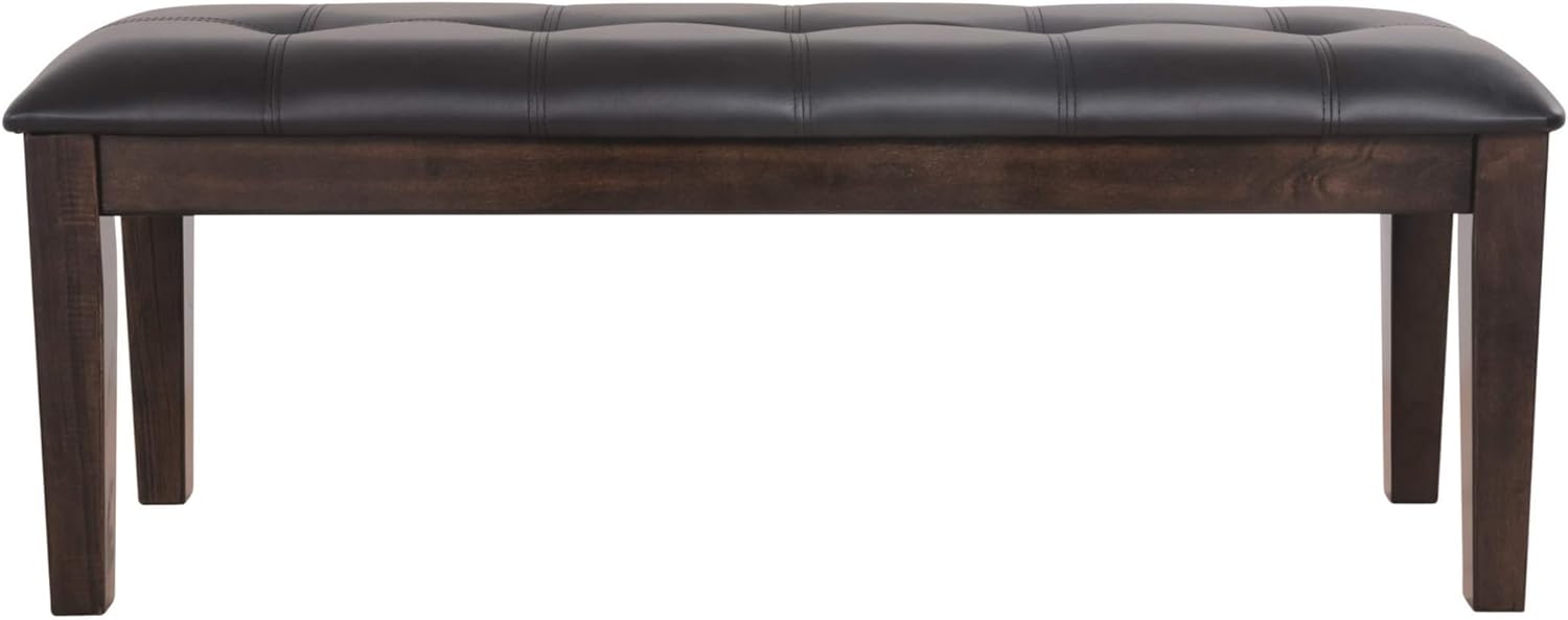 Signature Design by Ashley Haddigan Traditional Upholstered Dining Bench, Dark Brown - Elegant Kitchen & Entryway Seating
