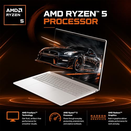 Image of HP OmniBook 3 Flagship 16 inch 2K Touchscreen Laptop Bundle with Docking Station, AMD Ryzen 5 Processor, 16GB RAM, 256GB PCIe SSD, IPS Display, WiFi 6, AI Copilot, Windows 11, Glacier Silver