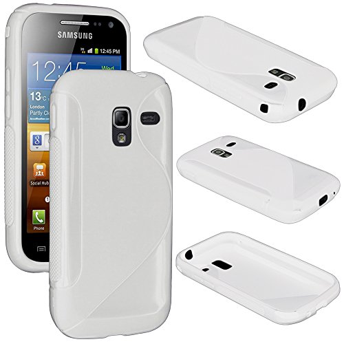 ebestStar - Coque Compatible avec Samsung Ace 2 Galaxy i8160, S7560M Etui Housse Silicone Gel TPU Souple Motif S-Line, Blanc [Appareil: 118.3 x 62.2 x 10.5mm,...