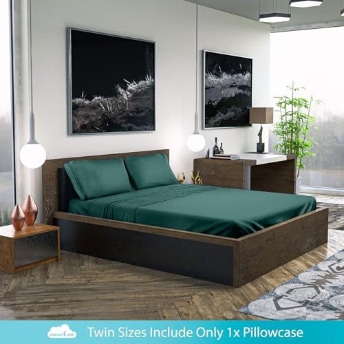 Image of DREAMCARE Full Size Sheets - 6 pcs Breathable Cooling Sheets Full Size Bed | up to 15 inch Deep Pocket Full Sheet Set with Side Pockets - Extra Soft Full Size Bed Sheets - Hotel Luxury Bed Sheets EmrldGreen