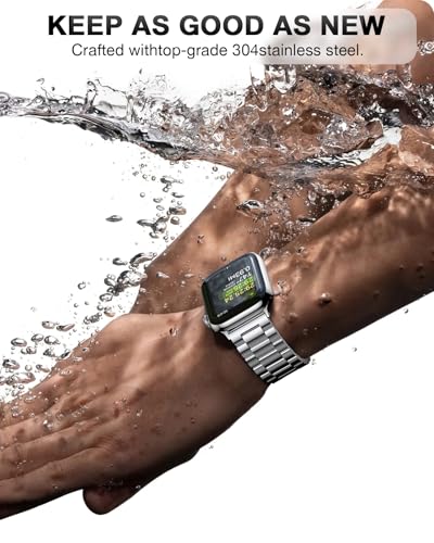 Image of EPULY Metal Band Compatible with Apple Watch Bands for Men 49mm 46mm 45mm 44mm 42mm, Business Stainless Steel Strap for iWatch Series 11 10 9 8 7 6 5 4 3 2 1, SE3 2 1, Ultra3 2 1, No Tools Required