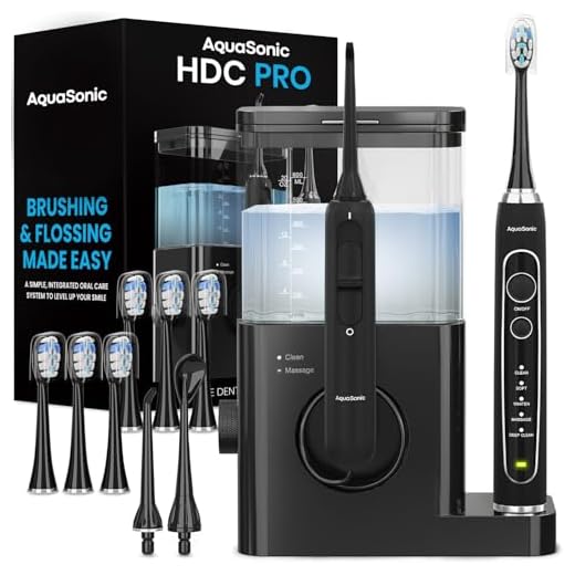AquaSonic Home Dental Center PRO – Brushing & Flossing Made Easy – Brush & Floss – Power Toothbrush & Water Flosser – Whiter Teeth & Healthier Gums – Black Series Pro+Oral Irrigator – ADA Approved