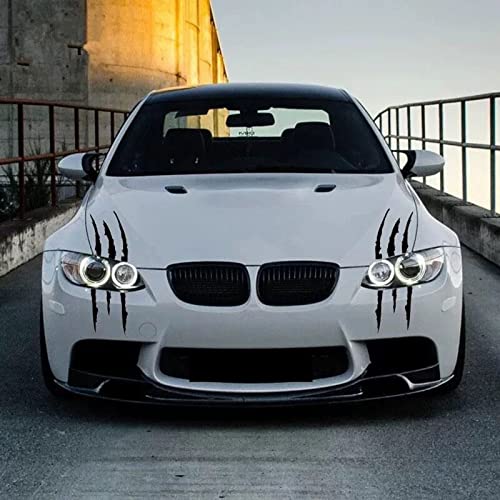 VICDUEKG Monster Klaue Aufkleber, 2 Stück Augenbrauen Scheinwerfer Aufkleber Auto Wasserfeste Vinyl Decals Autoaufkleber Dekoration Monster Klaue AutoAufkleber Aesthetic Sticker (Schwarz)