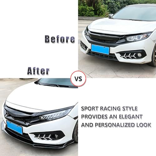 x xotic tech Front Bumper Lip Spoiler + Side Skirt Splitter + Rear Bumper Lip Wrap Splitter Canard Car Body Kits + Black Adjustable 8"-11" Support Rods Compatible with Ford Fusion Fiesta Focus