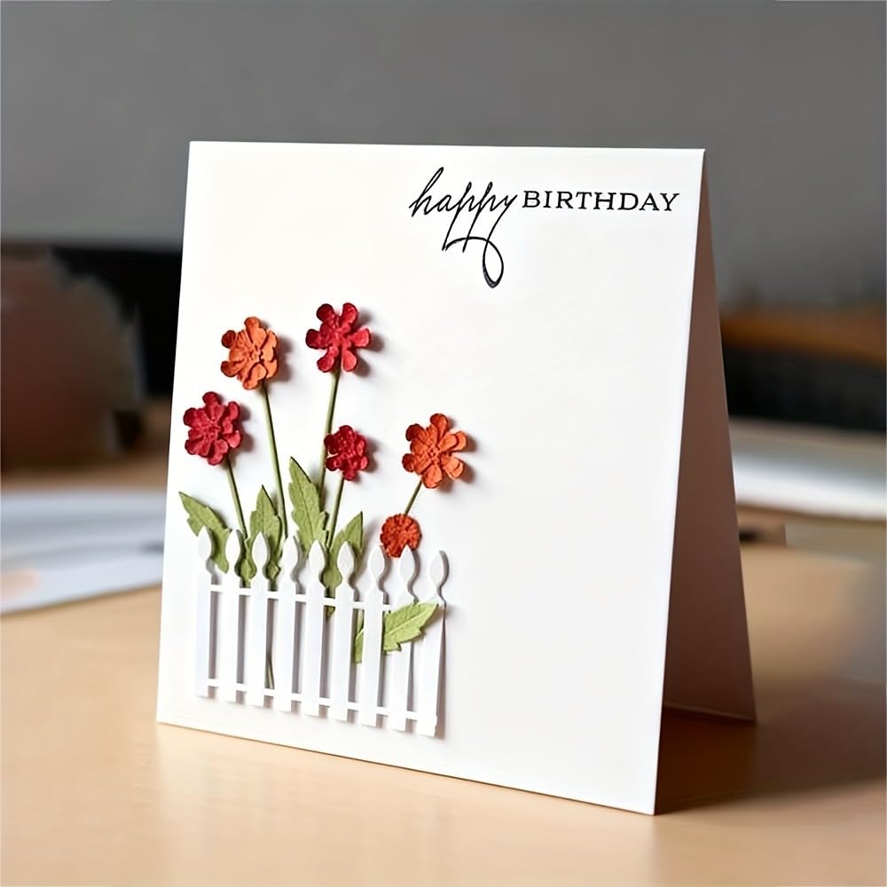Lapoo Flowers Cutting Die for Scrapbooking - Durable Metal Cutting Die for DIY Scrapbook Photo Album Decorative Paper Card, Metal Card Making Supplies (Flowers in The Fence 3 x 2.1 in) - die cutting and embossing | Mubboo