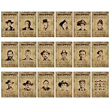 18 Pcs Western Wanted Posters Western Party Decorations 8 X 12 Inch Vintage West Wanted Sign Cutouts Cowboy Cowgirl Reward Posters for Barn Dance Birthday Banquet Historical Reenactment Party Supplies