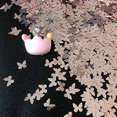 PrettyG 10 Grams/Pack - Rose Gold Butterfly Shape Glitter Sequins - Festival Rave Beauty Makeup Face Body Nail Art Decoration B0230 Cover