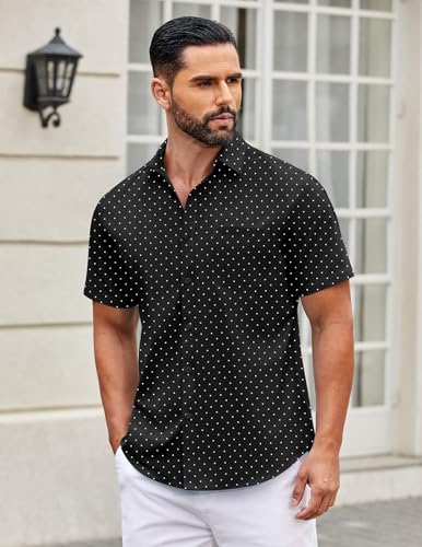 Image of COOFANDY Mens Short Sleeve Casual Button Down Shirts Summer Untucked Dress Shirts with Pocket