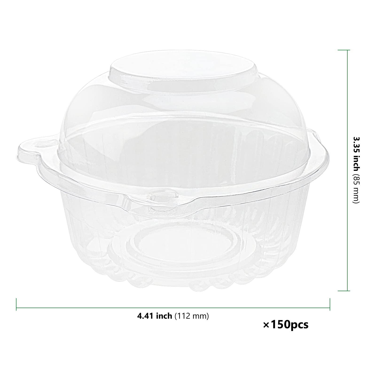 HAKZEON 250 Pack 4.5 Inch Individual Cupcake Boxes, 11.2 cm Clear Plastic Single Cupcake Boxes Storage Containers - Image 2