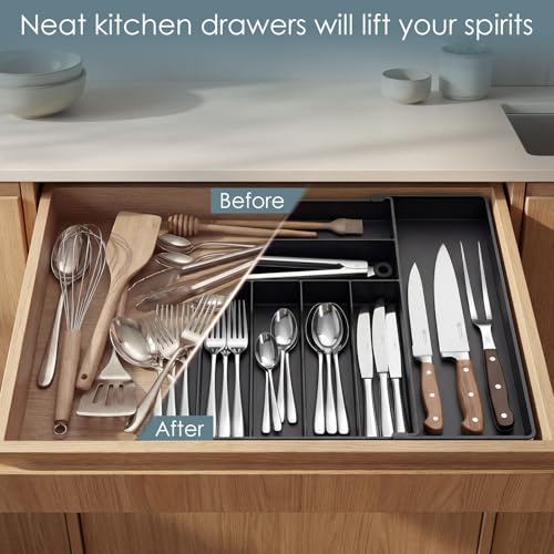 Silverware Drawer Organizer, 9 Slots Expandable Kitchen Drawer Organizer - Image 4