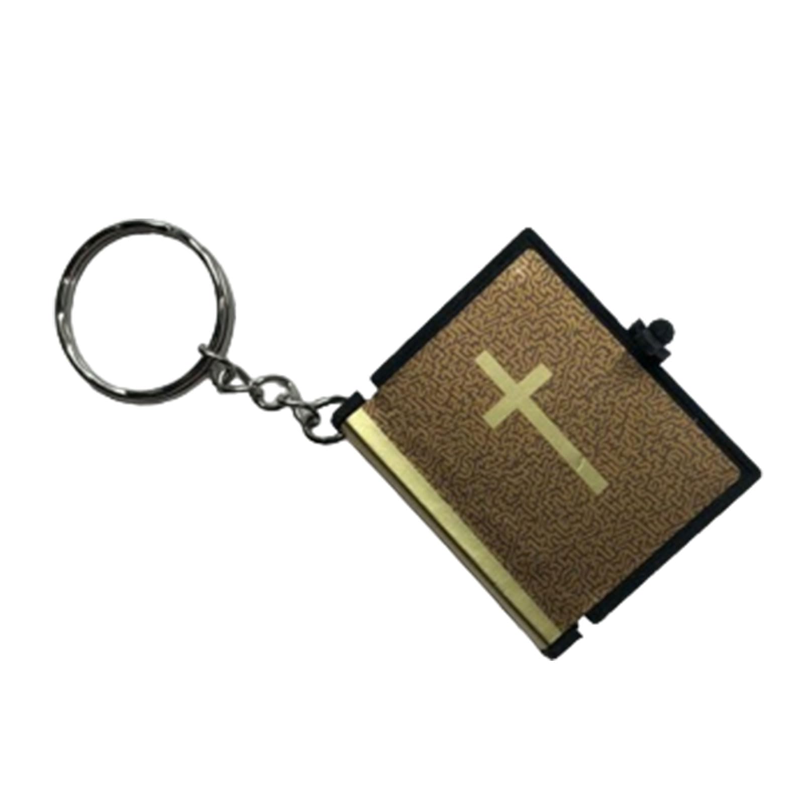 Kalttoy A 1Pc Bible Keychain English Religious Paper Spiritual Cover Keyring Gift Small Books Pendants