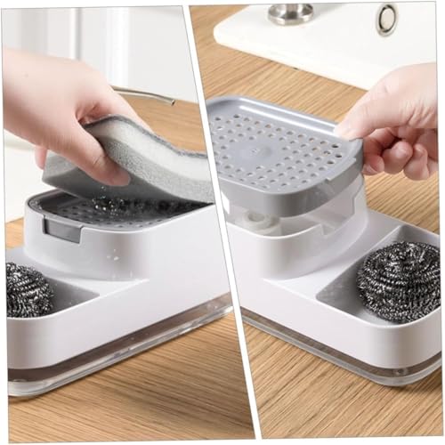 Image of Detergent,Soap Dispenser for Kitchen with Sponge Holder, Hollow Design, Durable & Smooth Body, Rust Proof, Liquid Dispenser, Sink Dish Washing, Dishwashing Soap Dispenser