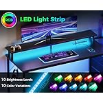 AODK 59 Inch Gaming Desk with USB Charging Ports & LED Light- Reversible Computer Desk with Storage Shelves & Monitor Stand, Modern Gamer Desk Table with Fabric Drawers & Side Hook, Carbon Fiber Black - Image 5