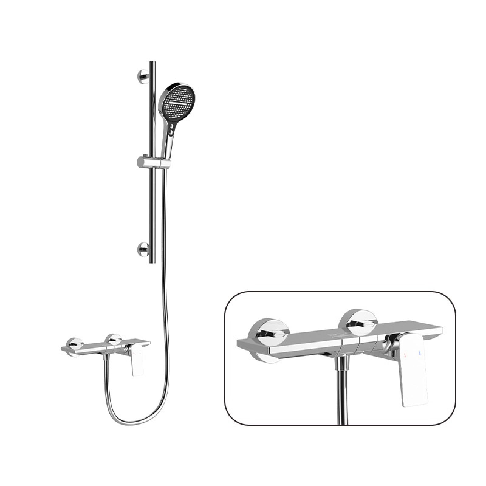 Fanjubei Dual Function: Chrome Plating All-Copper Piano Button Hot And Cold Water Booster Shower Set, Dual-Function Chrome Plate