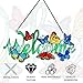 JOYBEE Butterfly On Branch Stained Glass Suncatcher,Butterfly Glass Panel Window Hanging Decor, Butterflys Ornament Garden Lover Gift for Mom Grandma