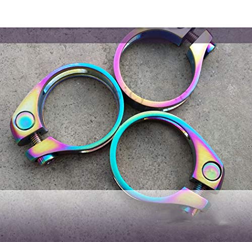 Hanglong 31.8/34.9mm Bicycle Titanium Alloy Seatpost Holder Clip Bike Ti Seat Post Clamp (Rainbow, 34.9mm)