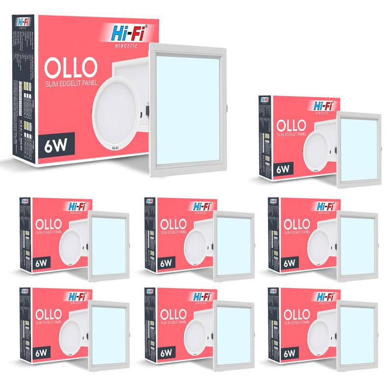 Image of Hi-Fi OLLO 6 watt Downlight for Junction Box | Cool Day White (6500K) |68 mm Cutout| Inbuld Driver| Square Ied Light for Ceiling Pack of 8