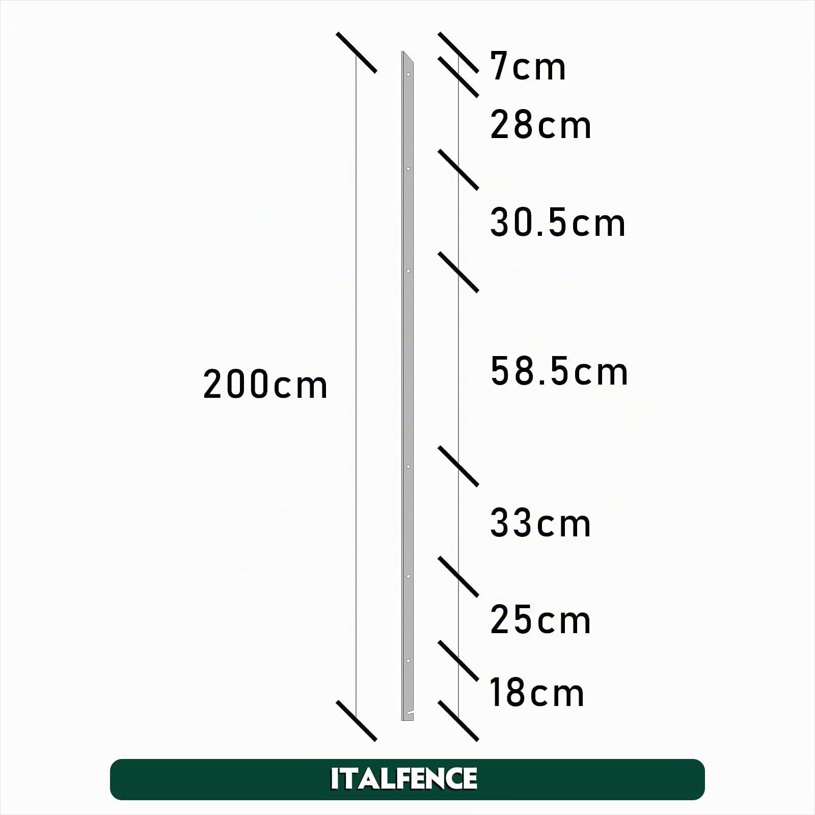 Palo a T H200cm 30x30x3mm in ferro zincato per recinzione [10 pezzi]