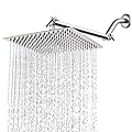 HarJue High Pressure Large Stainless Steel Square Rain ShowerHead With Shower Arm Waterfall Full Body Coverage Easy to Clean and Install (12'' Square Shower Head With Arm, Chrome Finish)
