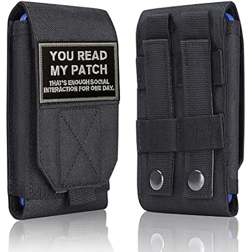 Black Tactical Molle Cellphone Pouch Case,Heavy Duty Waterproof Phone Holster Bag for iPhone 11 12 13 Pro Max for Samsung S22 S21 S20 FE Note 20 A13 A12 A02S Less 6.7" Phone with 1 Pack Patch