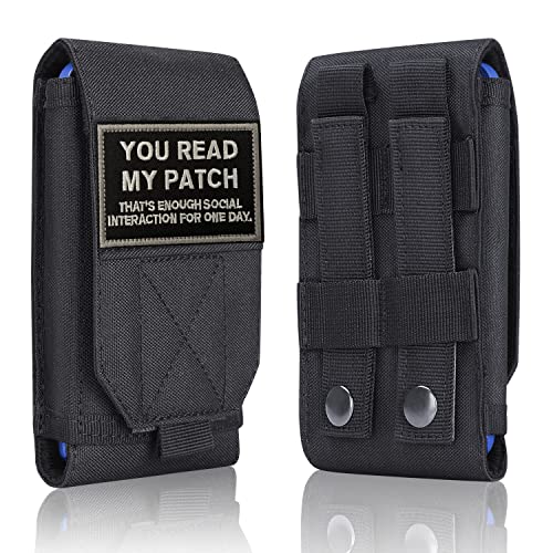 Image of Black Tactical Molle Cellphone Pouch Case,Heavy Duty Waterproof Phone Holster Bag for iPhone 11 12 13 Pro Max for Samsung S22 S21 S20 FE Note 20 A13 A12 A02S Less 6.7 inch Phone with 1 Pack Patch