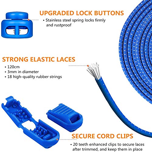 Udaily 4 Pairs or 2 Pairs No Tie Shoelaces for Kids and Adults, Elastic Shoe Laces for Sneaker