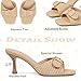 Goiphrri Kitten Heels for Women Heeled Sandals with Buckle Strap Sandal Open Toe Raffia Heels Slip On Summer Mules for Women Fashion Trendy Size 6
