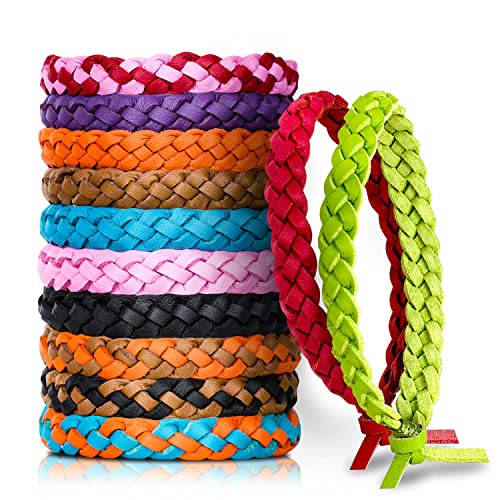 Gritin Pulseras Repelentes de Mosquitos en Banda 12 Piezas, Multicolor Pulsera Antimosquitos Natural Ajustables No Tóxica con Olor a Citronela y Menta de Protección para Niños y Adultos