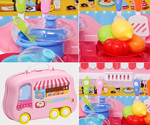 Image of Zest 4 Toyz Kitchen Set for Kids Girls Pretend Play Toys Portable Suitcase Cooking Set Role Play Toy 21 Pieces