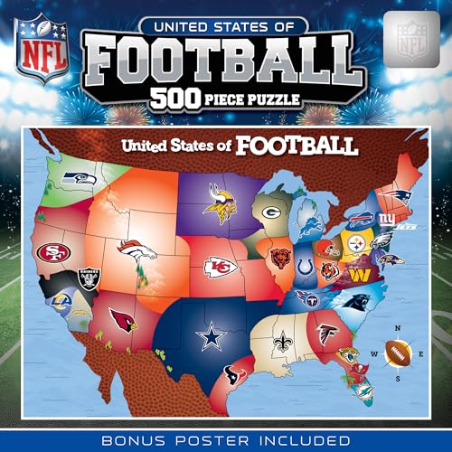 MasterPieces Sports Puzzle - All Teams 500 Piece Jigsaw Puzzle for Adults - NFL League Map Puzzle - 24'x18'