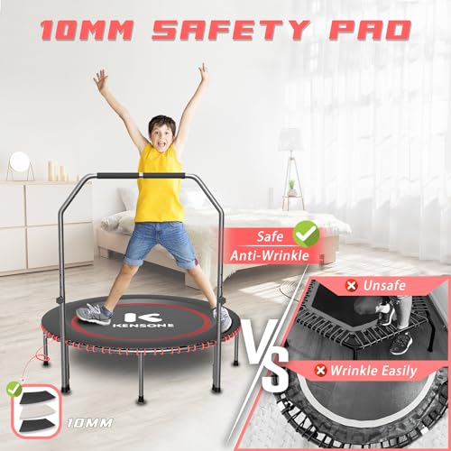 K Kensone Kensone 48 Inch Rebounder Trampoline For Adults With Bungee, 550Lbs Quiet Mini Exercise Trampoline With Adjustable U-Shaped Foam Handle Bar, Fitness Trampoline For Indoor/Garden/Gym Workout thumb #2