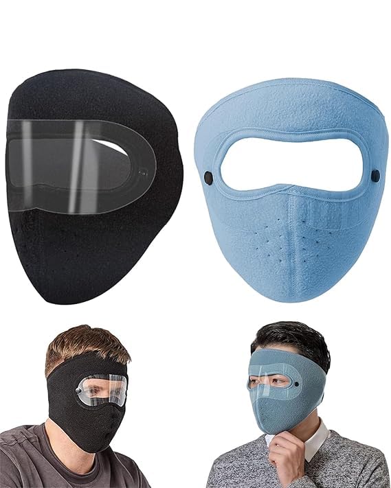 Image of Garbify Windproof Full Face Mask with Goggles - Washable Winter Cover for Face and Eye Protection | Warm Mask for Outdoor Travel, Riding, and Cold Weather MULTICOLOR