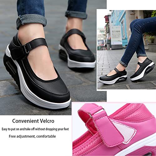 CrazySavage Womens Walking Shoe-Sock Sneakers Slip on Nursing Orthotic Heel Pain Relief Wedge Mesh Platform Air Cushion Buffer Nurse Shoe4