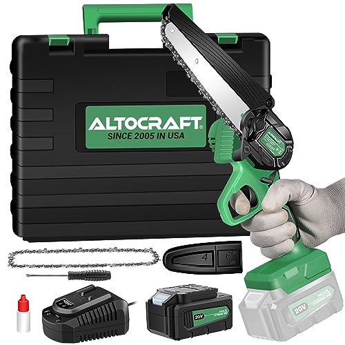 ALTOCRAFT Brushless Mini Chainsaw Cordless 6-inch,Handheld Small Electric Power Chain Saw w/3.0Ah Battery & 1 Hour Fast Charger,Portable Lightweight Chainsaws for Pruning/Branches/Tree Cutting