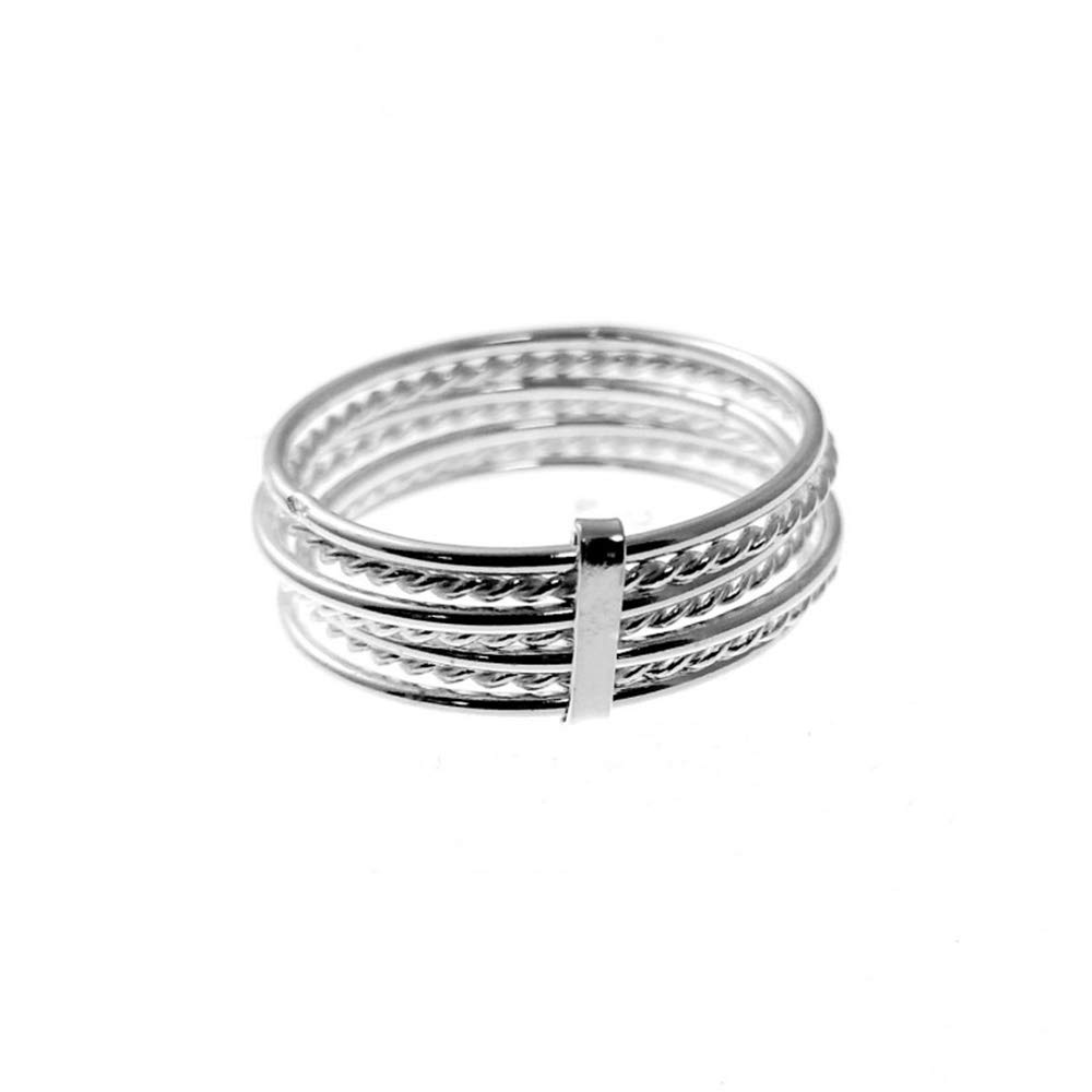MinoplataAnillo semanario de Plata de Ley 925 una Joya de Moda Ideal para Mujeres sofisticadas Talla 16, Precioso para ti Que adoras Las Sortijas Originales