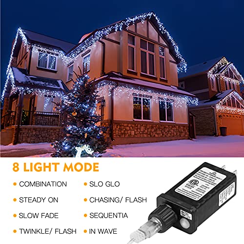 Agirl GP-SW290DC0209-IP44(US)-1CT 400 Led Icicle Lights Outdoor 32.8Ft 75 Drops Icicle Christmas Lights 8 Modes Waterproof Fairy String Lights thumb #2