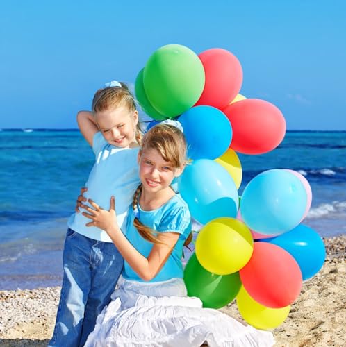 Image of KALOR 12 Inch Rainbow Balloons, 50 Pcs Latex Helium Balloons for Kid's Birthday Party, Baby Shower, Wedding, Graduate Party Decorations