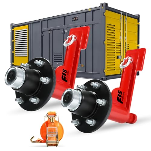 2 Pack Shipping Container Wheels 6-Lug Wheels Kit, Shipping Container Accessories, Heavy-Duty Shipping Container Axles with Heavy Duty Ratchet Tie Down-Moves 20ft - 40ft, Shipping Container