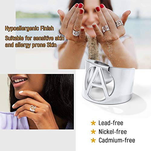 Prosteel J Letter Ring Stainless Steel Tube Knuckle Figer Cuffs Flat Band Cigar Ring Men Women Adjustable Initial Cuff Ring #TOP2