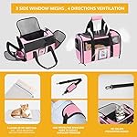 Cat Carrier Pet Carriers Airline Approved for Small Dogs Kitten Carriers for Small Medium Cats Under 15lb, Collapsible Soft Sided TSA Approved Travel Carrier, Pink - Image 5