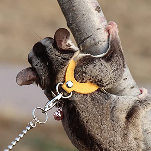 3 Pack Sugar Glider Harness And Leash Set - Adjustable Traction Rope Strap Anti-Biting Chain Rope, Small Animal Training Walking Vest Leash For Sugar Glider Squirrel Hamster Rat Birds Reptile (Yellow) #TOP3