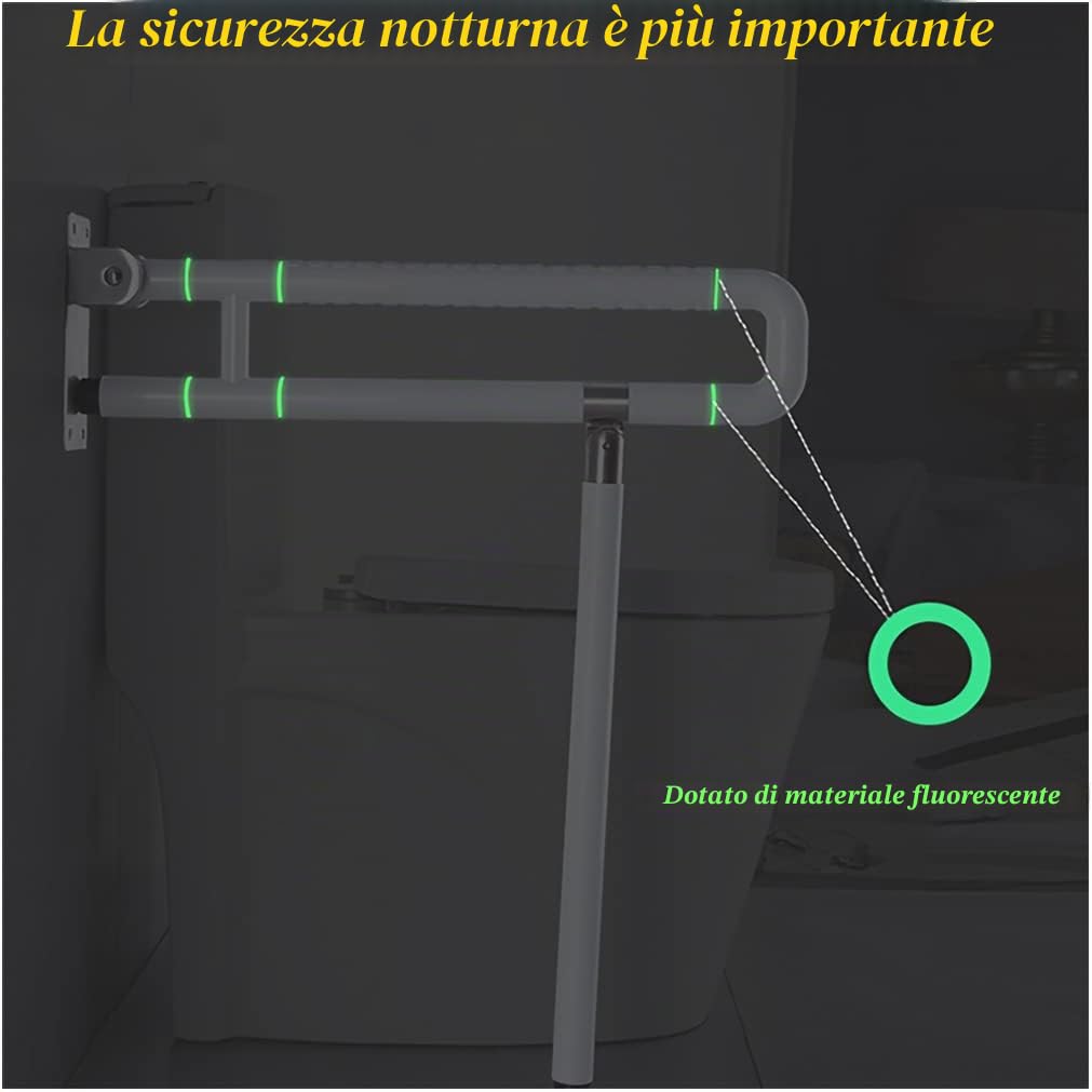 80CM Maniglione Di Sicurezza Sostegno Regolabili Acciaio Inox Maniglioni per Handicap per Anziani Bagno Disabile Maniglione Barre Di Sostegno da Muro Maniglione bracciolo pieghevole (80cm,Bianco)