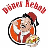 Indigos UG Döner Kebab Aufkleber 50x50 cm bunt - für Schaufensterscheibe - Bistro - Imbiss - Döner Aufkleber gedruckt