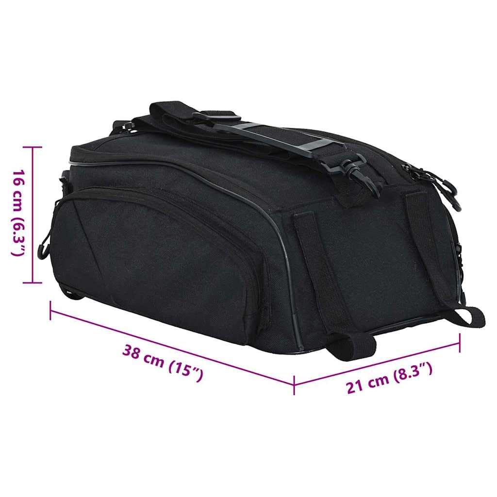 Torba rowerowa czarna z poliestru 38 x 21 x 16 cm, przenośna, wodoodporna, na akcesoria rowerowe, dojazd, do aktywności na świeżym powietrzu, na wycieczki, rower górski i rower trekkingowy