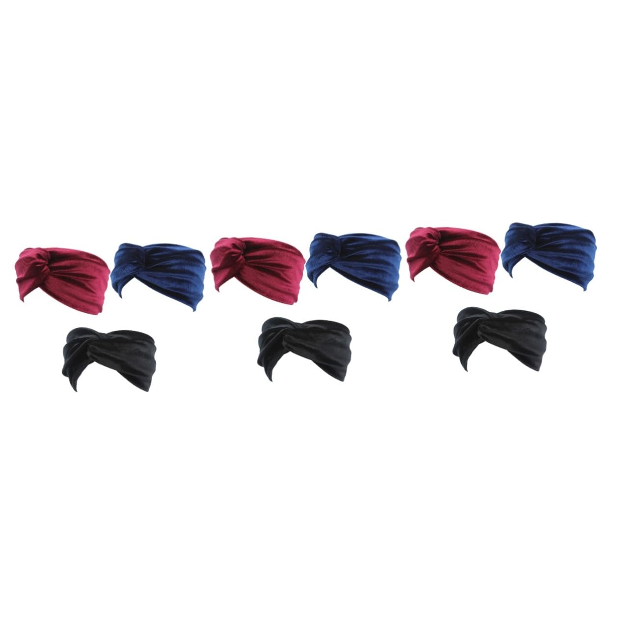 FOMIYES 9piezas Diademas Elásticas De Flocking Para Mujeres Ajustables y Cómodas Negro Azul Vino Rojo Para Yoga Correr y Entrenamiento