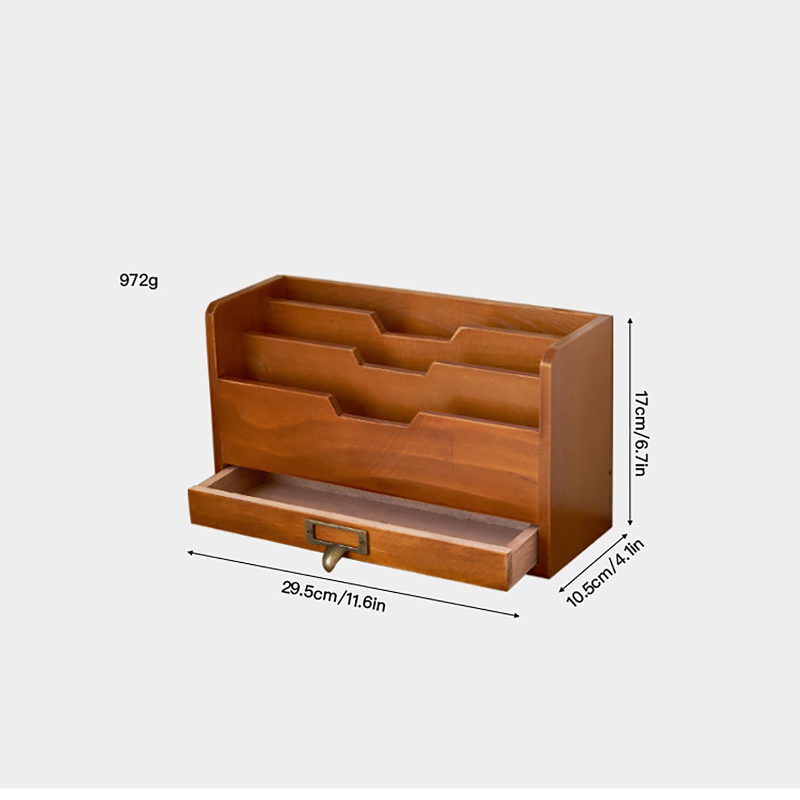 Vassoio organizer per carta, supporto per scrivania e aula in legno rustico