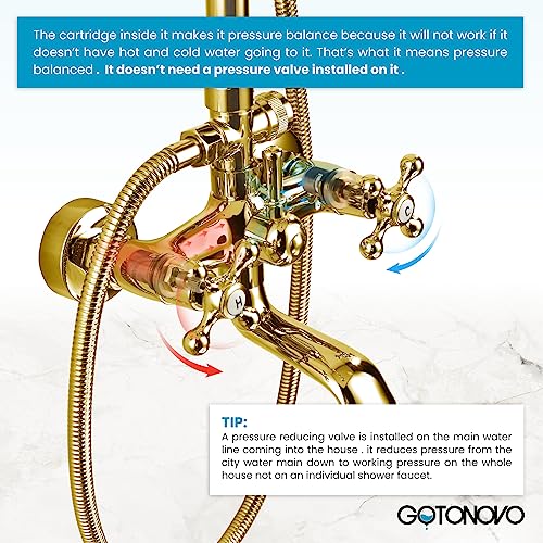 Gold Polished Shower Faucet Sets 8 Inch Rainfall Shower Head Bathtub 2 Cross Knobs Mixer Rain Shower System Adjustable Hand Held Spray Shower Unit #TOP2