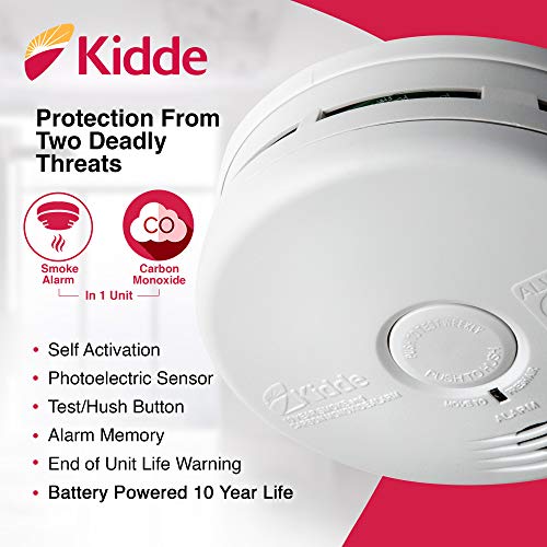 Kidde 21010170 10 Year Smoke and Carbon Monoxide Alarm Detector | Photoelectric | Kitchen | Model P3010K-CO